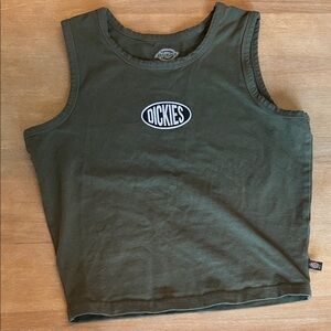 Authentic Dickies Women's Dark Green Muscle Tee. Retro